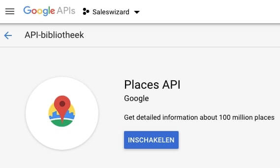 Places API inschakelen