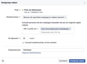 Aangepaste doelgroepen maken met het facebook pixel